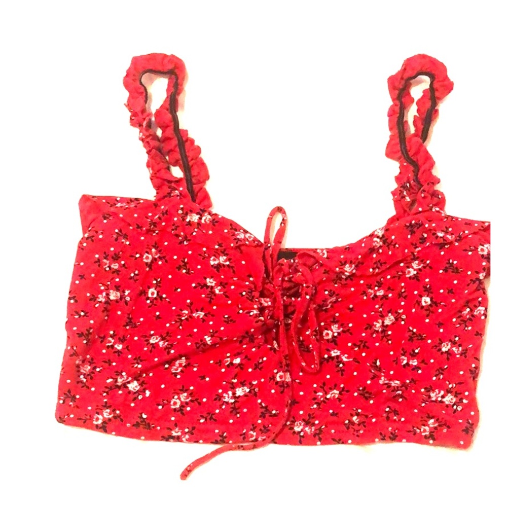 Florar red crop top